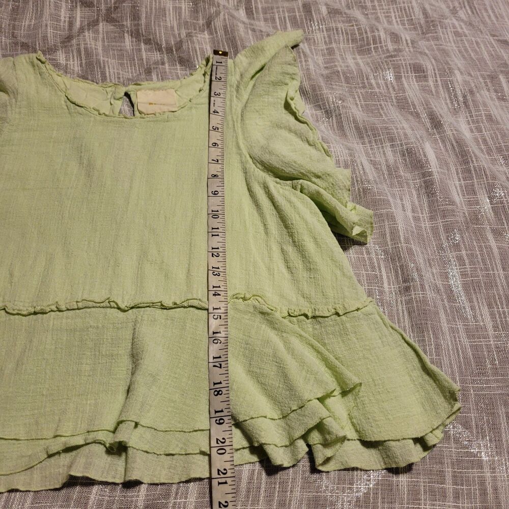 Maeve Anthro Womens Top Size Medium Pastel Green Ruffled Blouse Flutter Boho - Picture 3 of 7